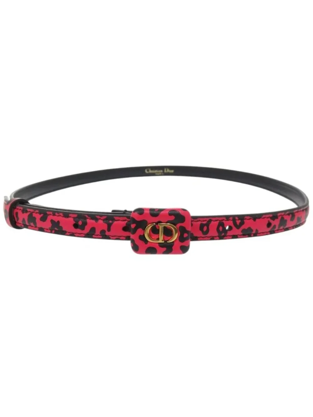 Dior Bobby Leopard Print Belt Leather Fuchsia Pink